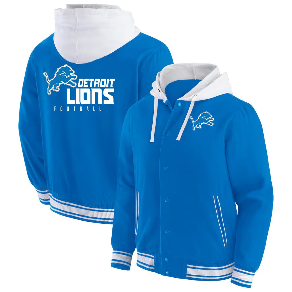 Men 2026 NFL Detroit Lions  jacket hoodie Blue 012